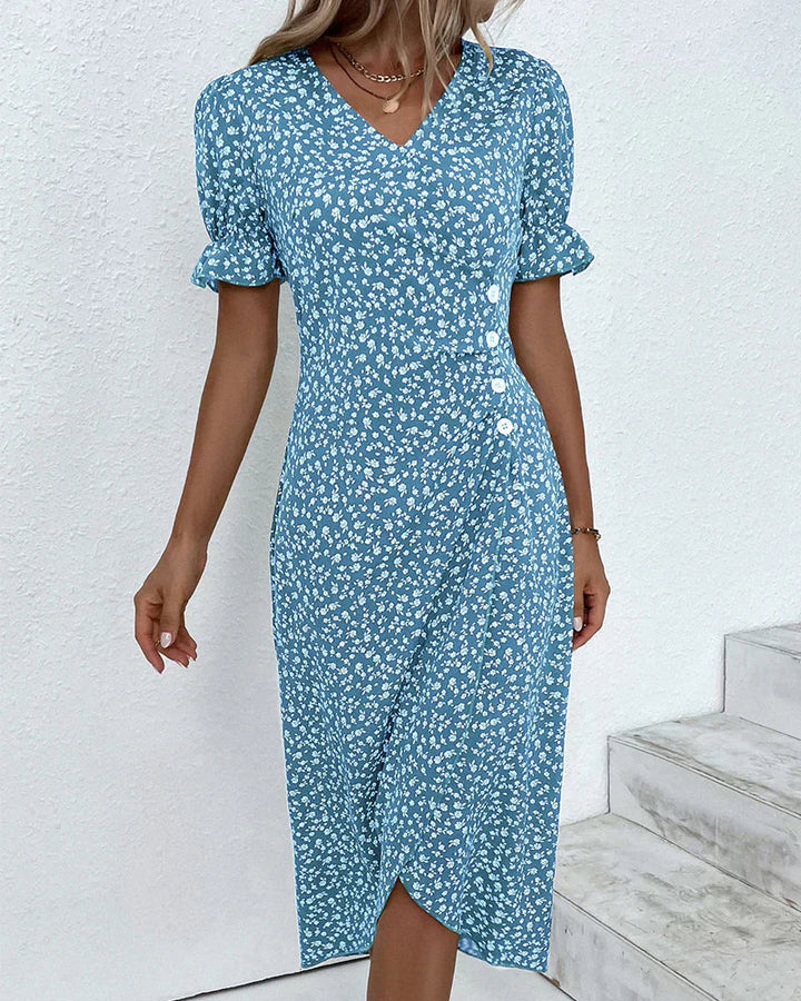 Leah | Ruffle Wrap Button Dress