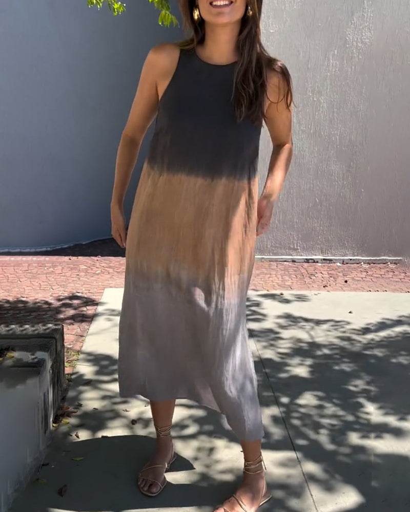 Melanie | Ombre Linen Sleeveless Dress