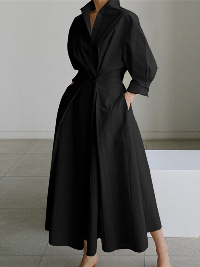 Bethany | Crisp Collar Flow Maxi Dress