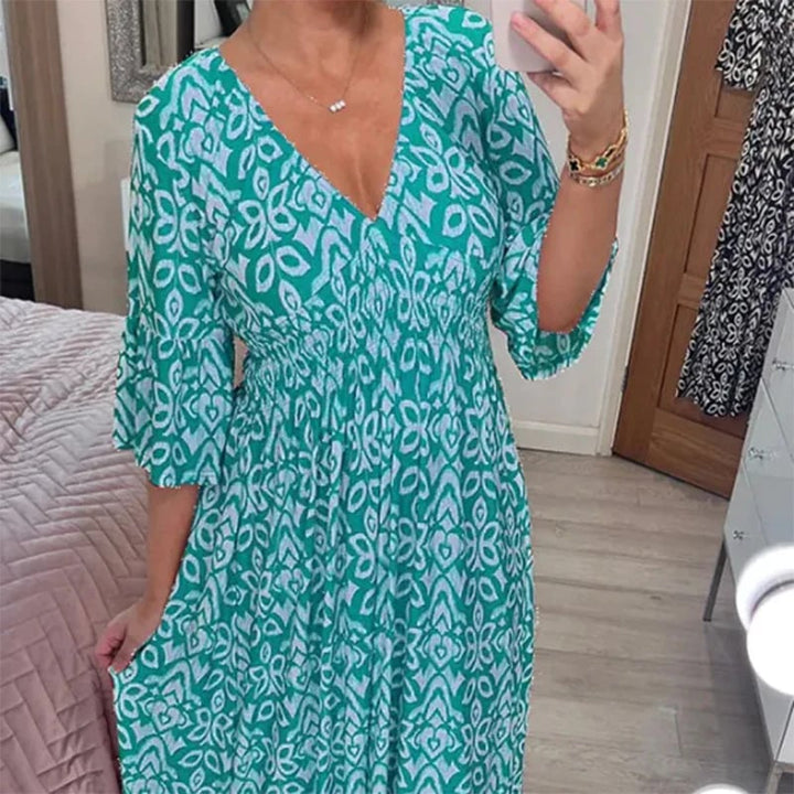 Hazel | Geometric Flare Midi Dress