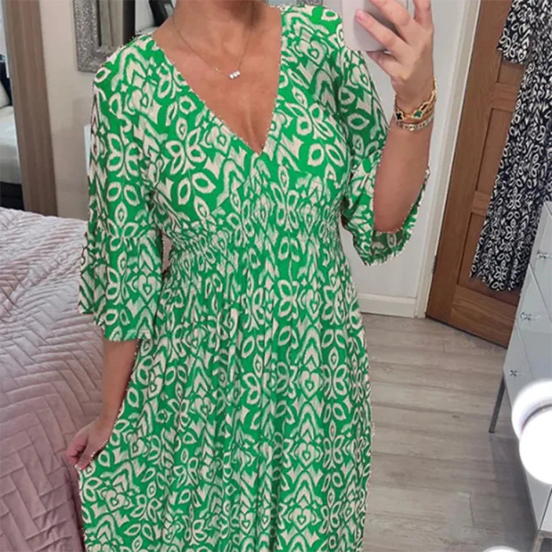 Hazel | Geometric Flare Midi Dress