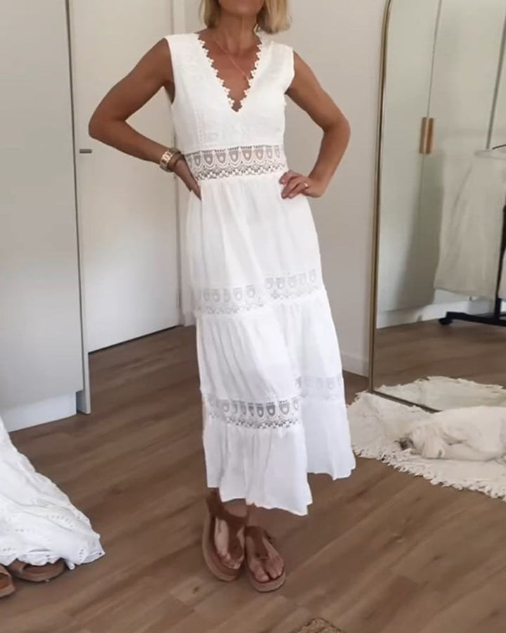 Stella | Romantic Lace Trim Midi Dress