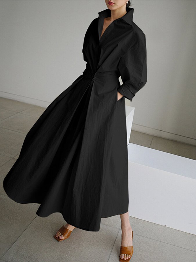 Bethany | Crisp Collar Flow Maxi Dress
