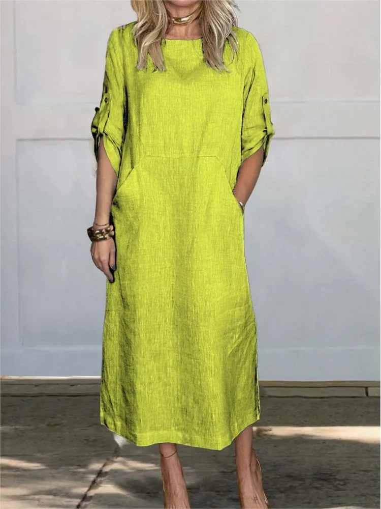 Stella™ - Stylish Comfy Loose Short Sleeved Linen Dress