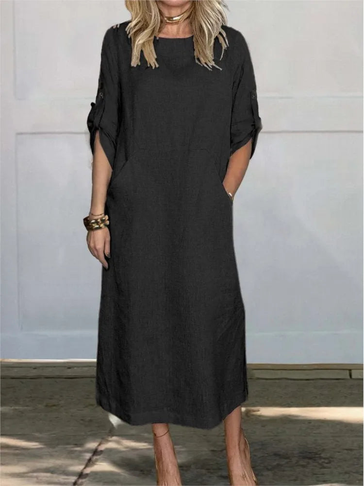 Stella™ - Stylish Comfy Loose Short Sleeved Linen Dress