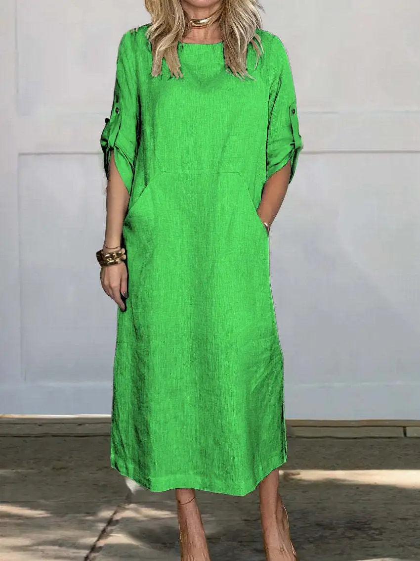 Stella™ - Stylish Comfy Loose Short Sleeved Linen Dress
