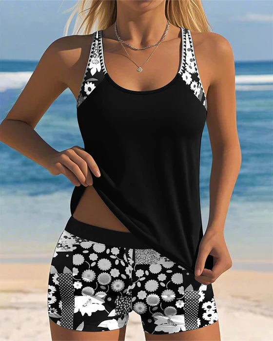 Caroline | Floral Tankini & Shorts Set