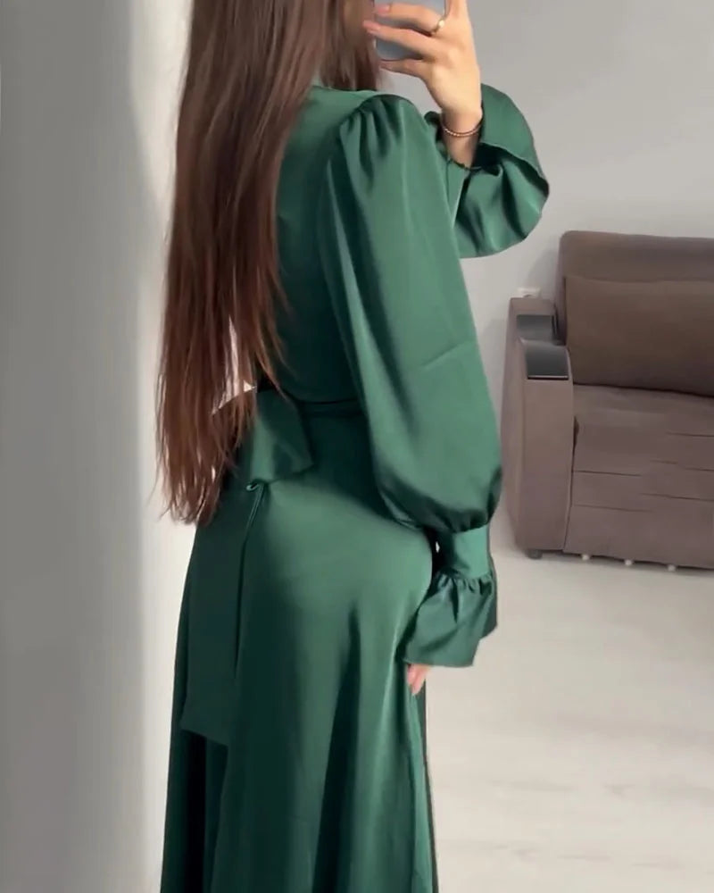 Ava | Satin Bishop Maxi Dress
