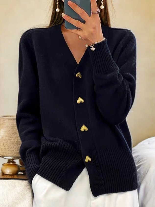 Estelle  Women's casual winter flat wool yarn wool yarn button Cardigan
